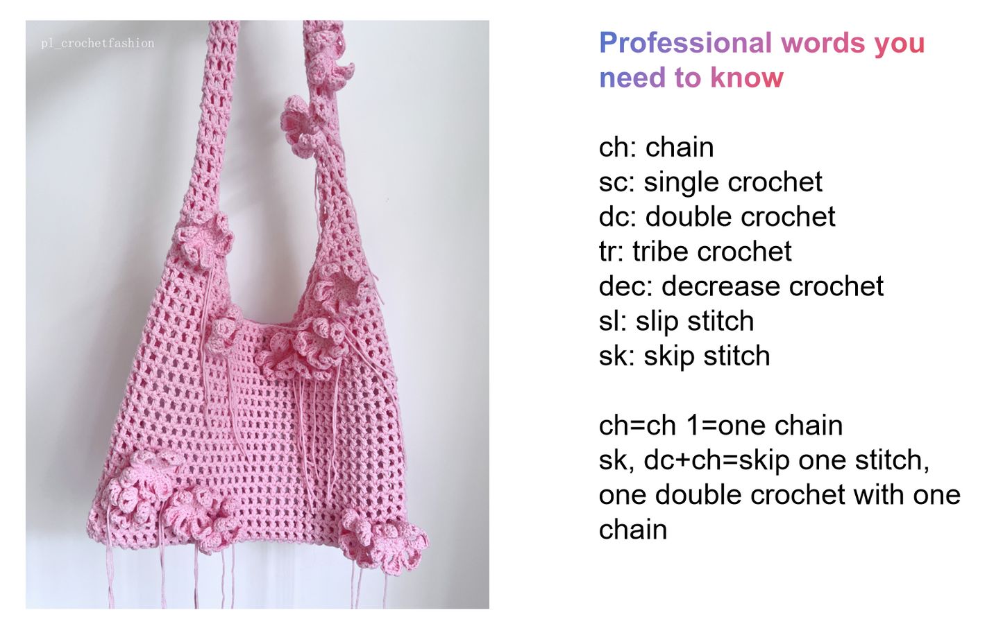 crochet pattern of flower summer bag