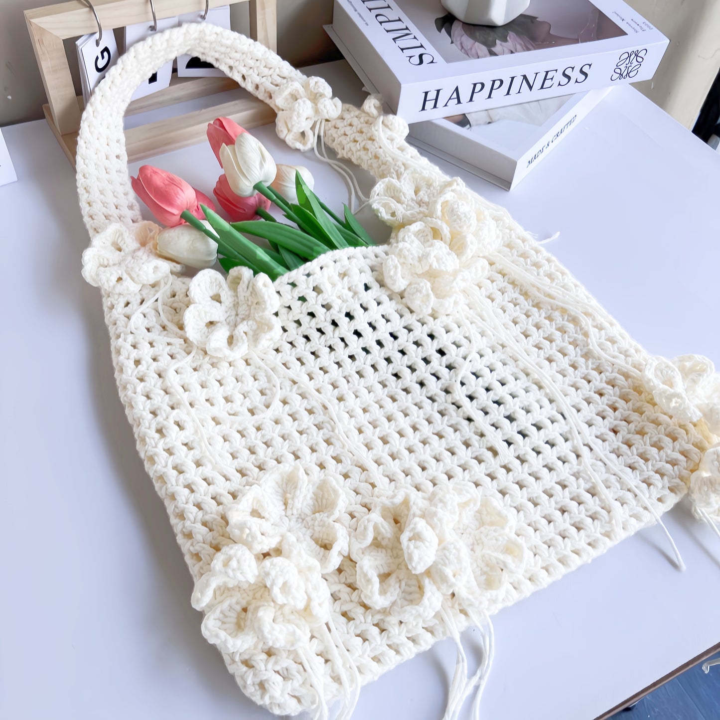 Crochet flower summer bag